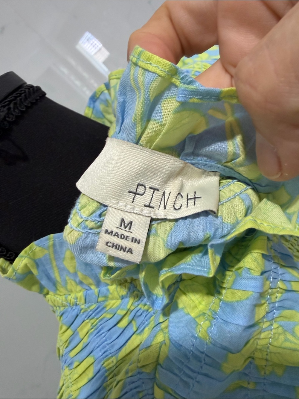 Pinch Blue & Lime Floral Smocked Flutter-Sleeve Top - Picture 4 of 5